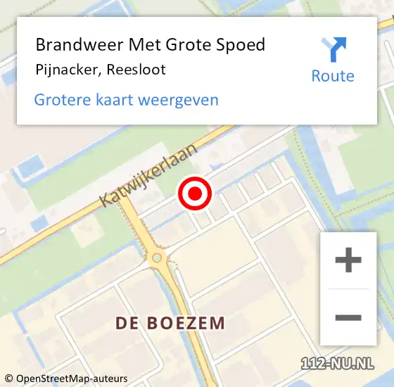 Locatie op kaart van de 112 melding: Brandweer Met Grote Spoed Naar Pijnacker, Reesloot op 3 december 2023 20:39