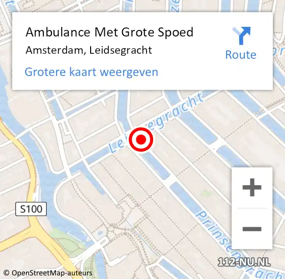 Locatie op kaart van de 112 melding: Ambulance Met Grote Spoed Naar Amsterdam, Leidsegracht op 3 december 2023 20:41