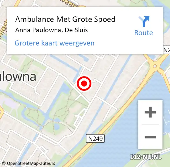 Locatie op kaart van de 112 melding: Ambulance Met Grote Spoed Naar Anna Paulowna, De Sluis op 3 december 2023 20:45