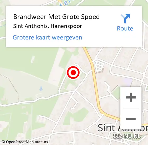 Locatie op kaart van de 112 melding: Brandweer Met Grote Spoed Naar Sint Anthonis, Hanenspoor op 3 december 2023 20:53