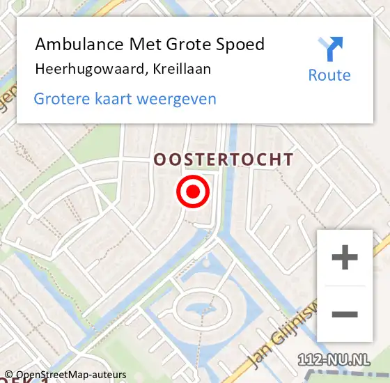 Locatie op kaart van de 112 melding: Ambulance Met Grote Spoed Naar Heerhugowaard, Kreillaan op 3 december 2023 21:06