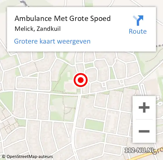 Locatie op kaart van de 112 melding: Ambulance Met Grote Spoed Naar Melick, Zandkuil op 3 december 2023 21:26