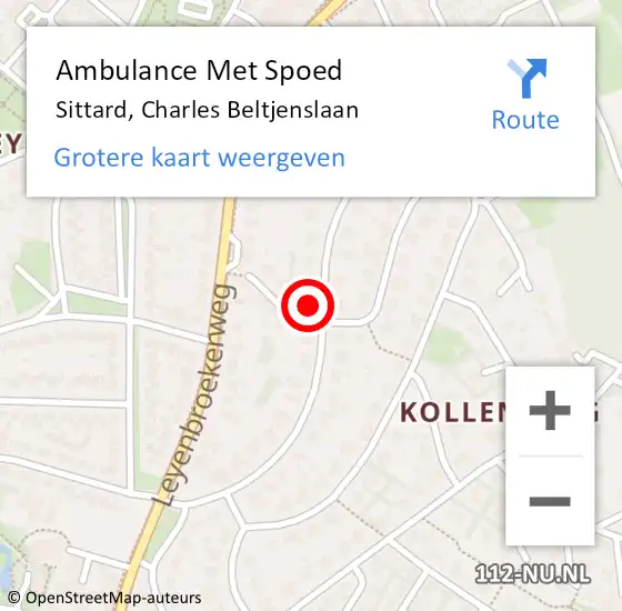 Locatie op kaart van de 112 melding: Ambulance Met Spoed Naar Sittard, Charles Beltjenslaan op 17 september 2014 11:27