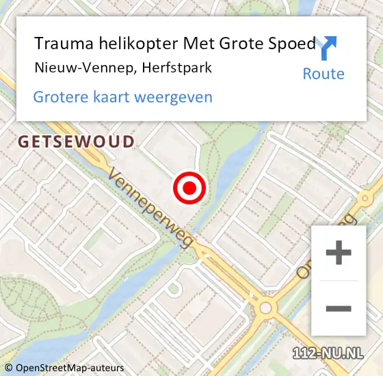 Locatie op kaart van de 112 melding: Trauma helikopter Met Grote Spoed Naar Nieuw-Vennep, Herfstpark op 3 december 2023 22:00