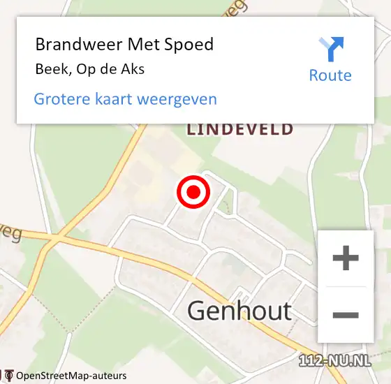 Locatie op kaart van de 112 melding: Brandweer Met Spoed Naar Beek, Op de Aks op 3 december 2023 22:17