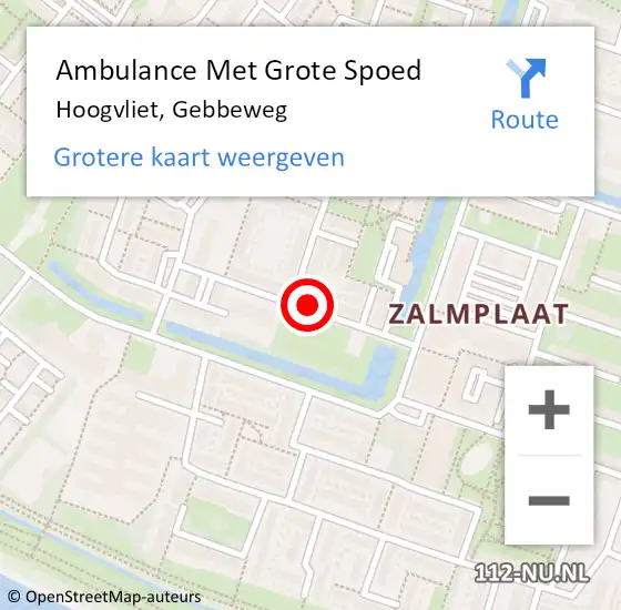 Locatie op kaart van de 112 melding: Ambulance Met Grote Spoed Naar Hoogvliet, Gebbeweg op 3 december 2023 22:18