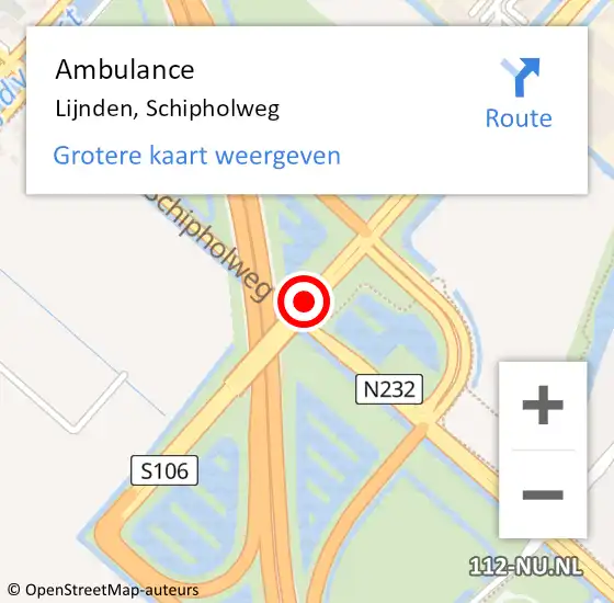 Locatie op kaart van de 112 melding: Ambulance Lijnden, Schipholweg op 3 december 2023 22:31