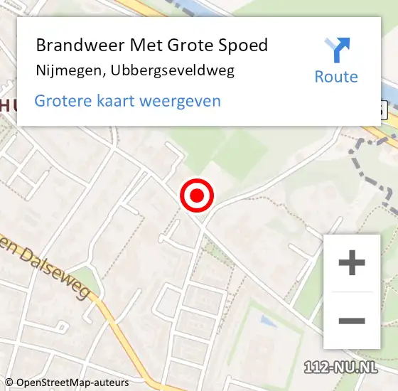 Locatie op kaart van de 112 melding: Brandweer Met Grote Spoed Naar Nijmegen, Ubbergseveldweg op 4 december 2023 00:08