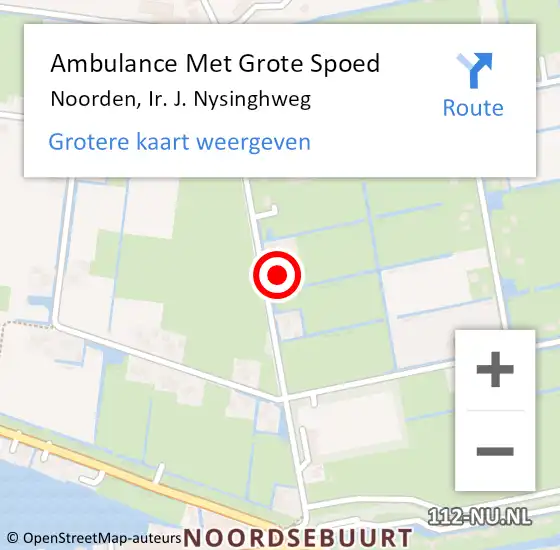 Locatie op kaart van de 112 melding: Ambulance Met Grote Spoed Naar Noorden, Ir. J. Nysinghweg op 4 december 2023 00:55