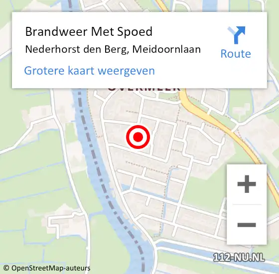 Locatie op kaart van de 112 melding: Brandweer Met Spoed Naar Nederhorst den Berg, Meidoornlaan op 4 december 2023 00:57