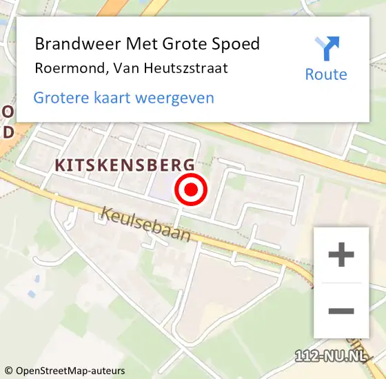 Locatie op kaart van de 112 melding: Brandweer Met Grote Spoed Naar Roermond, Van Heutszstraat op 4 december 2023 01:05