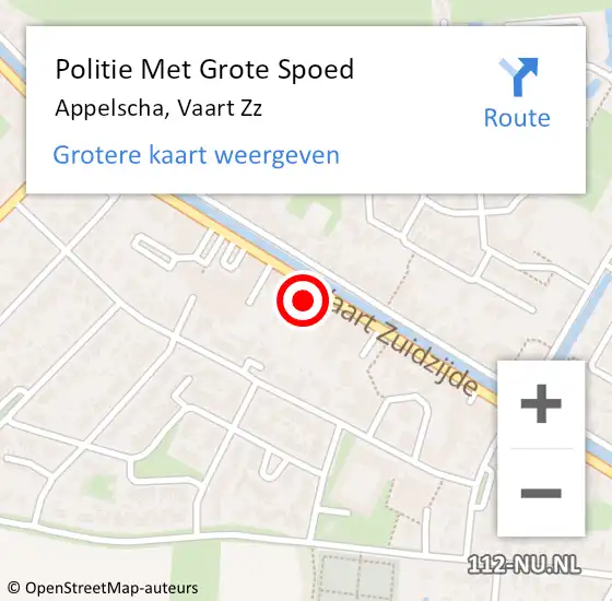 Locatie op kaart van de 112 melding: Politie Met Grote Spoed Naar Appelscha, Vaart Zz op 4 december 2023 01:40