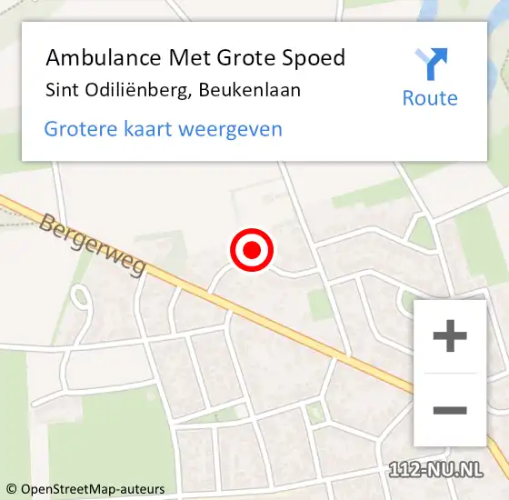 Locatie op kaart van de 112 melding: Ambulance Met Grote Spoed Naar Sint Odiliënberg, Beukenlaan op 4 december 2023 02:26