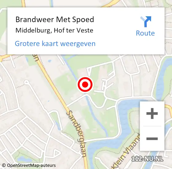 Locatie op kaart van de 112 melding: Brandweer Met Spoed Naar Middelburg, Hof ter Veste op 4 december 2023 02:39