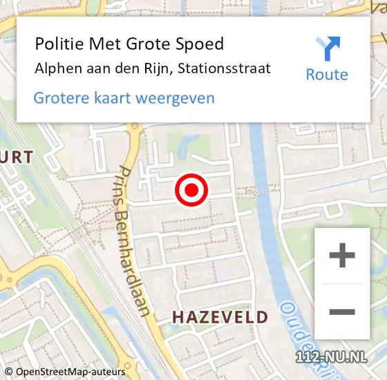 Locatie op kaart van de 112 melding: Politie Met Grote Spoed Naar Alphen aan den Rijn, Stationsstraat op 4 december 2023 03:41