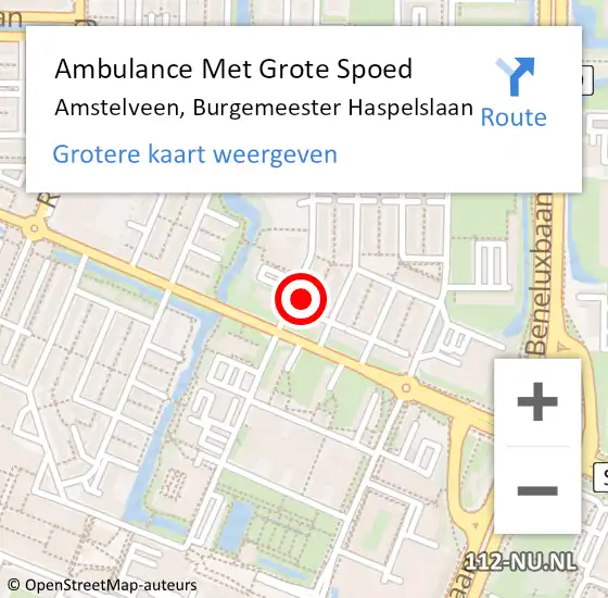 Locatie op kaart van de 112 melding: Ambulance Met Grote Spoed Naar Amstelveen, Burgemeester Haspelslaan op 4 december 2023 03:50