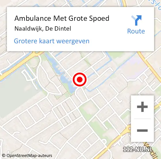 Locatie op kaart van de 112 melding: Ambulance Met Grote Spoed Naar Naaldwijk, De Dintel op 4 december 2023 05:21
