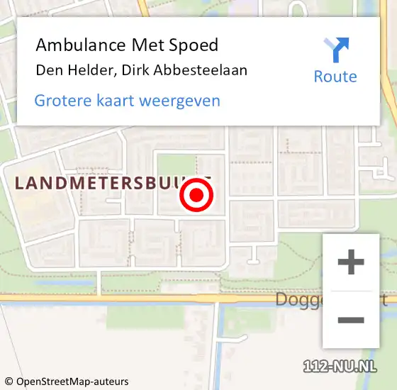 Locatie op kaart van de 112 melding: Ambulance Met Spoed Naar Den Helder, Dirk Abbesteelaan op 4 december 2023 05:21