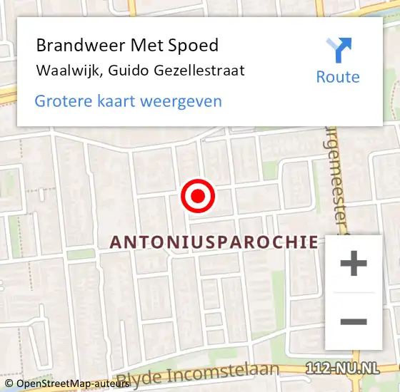Locatie op kaart van de 112 melding: Brandweer Met Spoed Naar Waalwijk, Guido Gezellestraat op 4 december 2023 05:42