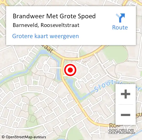 Locatie op kaart van de 112 melding: Brandweer Met Grote Spoed Naar Barneveld, Rooseveltstraat op 4 december 2023 05:53