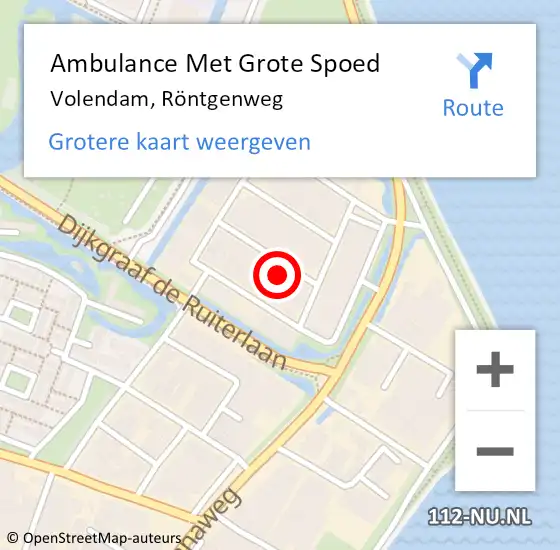 Locatie op kaart van de 112 melding: Ambulance Met Grote Spoed Naar Volendam, Röntgenweg op 4 december 2023 07:34