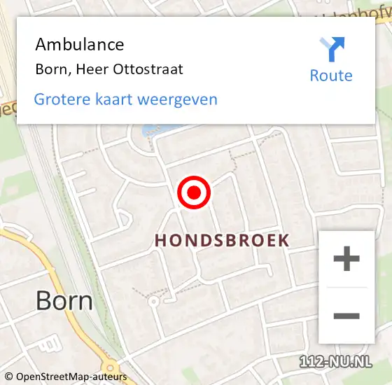 Locatie op kaart van de 112 melding: Ambulance Born, Heer Ottostraat op 17 september 2014 11:48