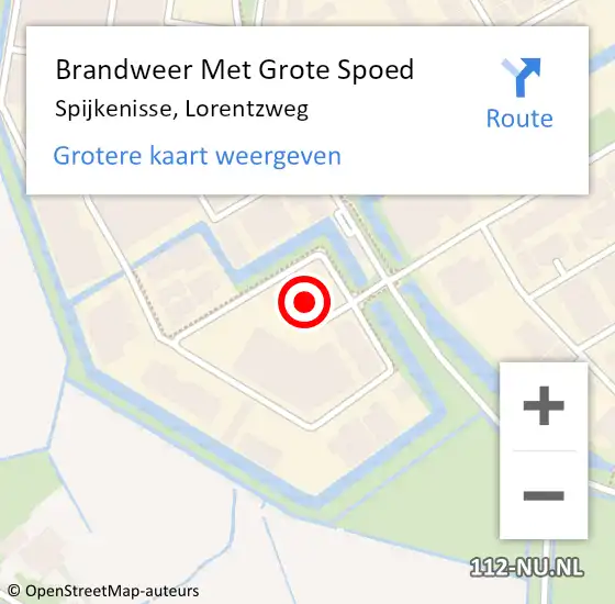 Locatie op kaart van de 112 melding: Brandweer Met Grote Spoed Naar Spijkenisse, Lorentzweg op 4 december 2023 08:05