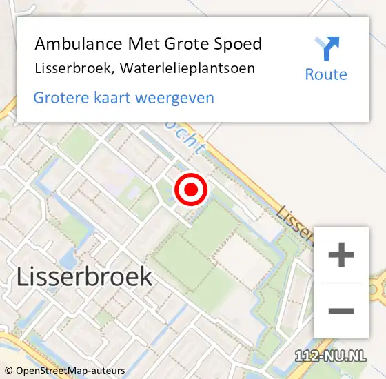 Locatie op kaart van de 112 melding: Ambulance Met Grote Spoed Naar Lisserbroek, Waterlelieplantsoen op 4 december 2023 08:41