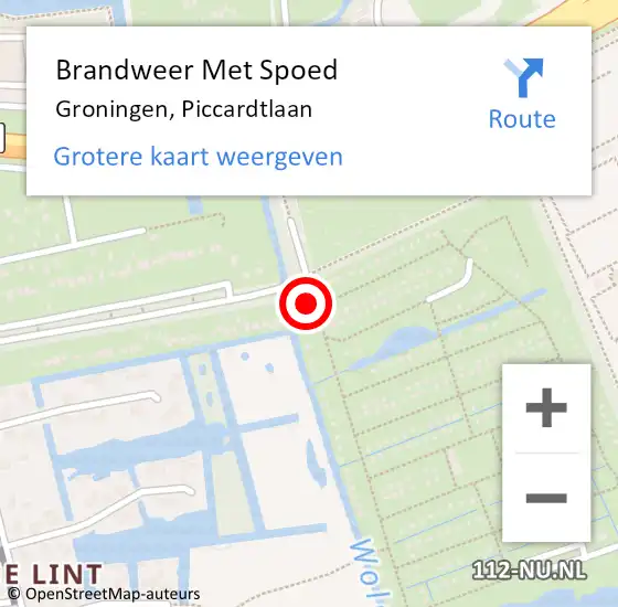 Locatie op kaart van de 112 melding: Brandweer Met Spoed Naar Groningen, Piccardtlaan op 4 december 2023 09:25