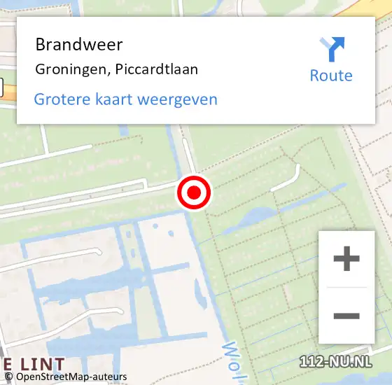 Locatie op kaart van de 112 melding: Brandweer Groningen, Piccardtlaan op 4 december 2023 09:28