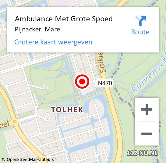 Locatie op kaart van de 112 melding: Ambulance Met Grote Spoed Naar Pijnacker, Mare op 4 december 2023 09:40