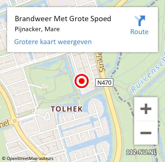 Locatie op kaart van de 112 melding: Brandweer Met Grote Spoed Naar Pijnacker, Mare op 4 december 2023 09:42