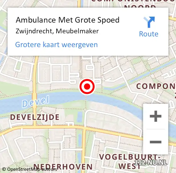 Locatie op kaart van de 112 melding: Ambulance Met Grote Spoed Naar Zwijndrecht, Meubelmaker op 4 december 2023 09:44