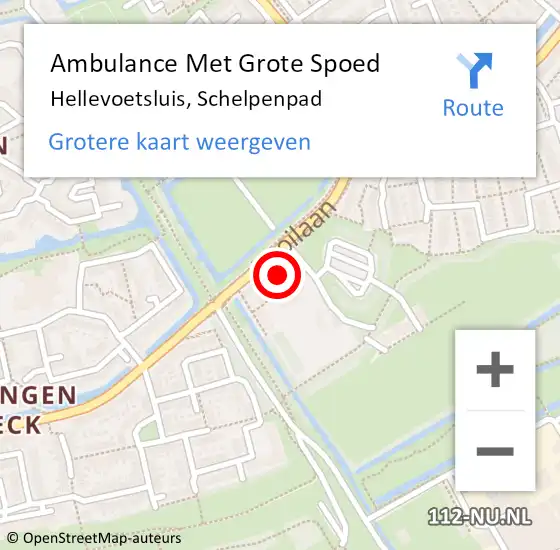 Locatie op kaart van de 112 melding: Ambulance Met Grote Spoed Naar Hellevoetsluis, Schelpenpad op 4 december 2023 09:44
