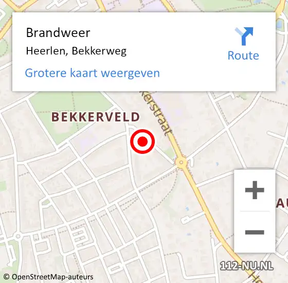 Locatie op kaart van de 112 melding: Brandweer Heerlen, Bekkerweg op 4 december 2023 09:51