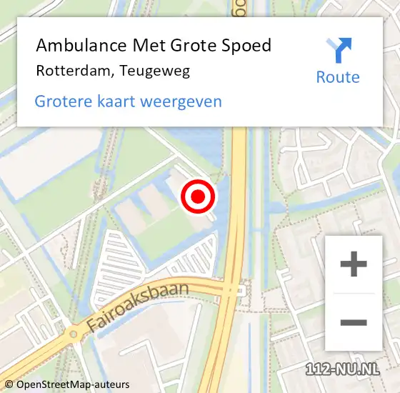 Locatie op kaart van de 112 melding: Ambulance Met Grote Spoed Naar Rotterdam, Teugeweg op 4 december 2023 09:56