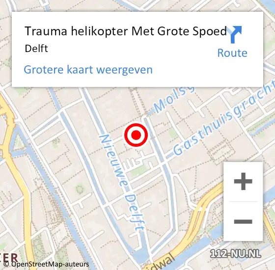 Locatie op kaart van de 112 melding: Trauma helikopter Met Grote Spoed Naar Delft op 4 december 2023 10:10