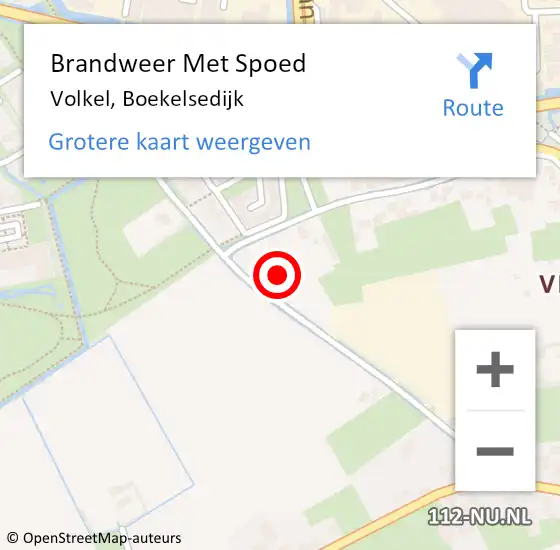 Locatie op kaart van de 112 melding: Brandweer Met Spoed Naar Volkel, Boekelsedijk op 4 december 2023 10:12