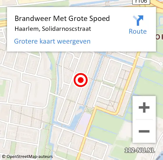 Locatie op kaart van de 112 melding: Brandweer Met Grote Spoed Naar Haarlem, Solidarnoscstraat op 4 december 2023 10:15