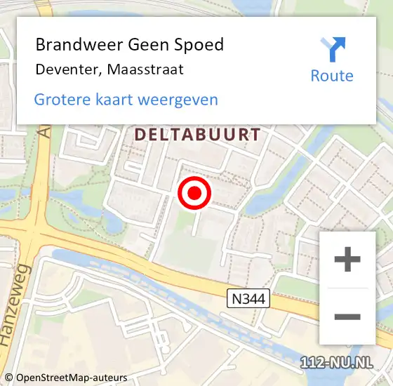 Locatie op kaart van de 112 melding: Brandweer Geen Spoed Naar Deventer, Maasstraat op 4 december 2023 10:32