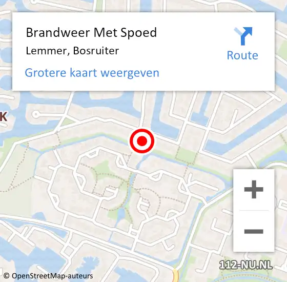 Locatie op kaart van de 112 melding: Brandweer Met Spoed Naar Lemmer, Bosruiter op 4 december 2023 10:38