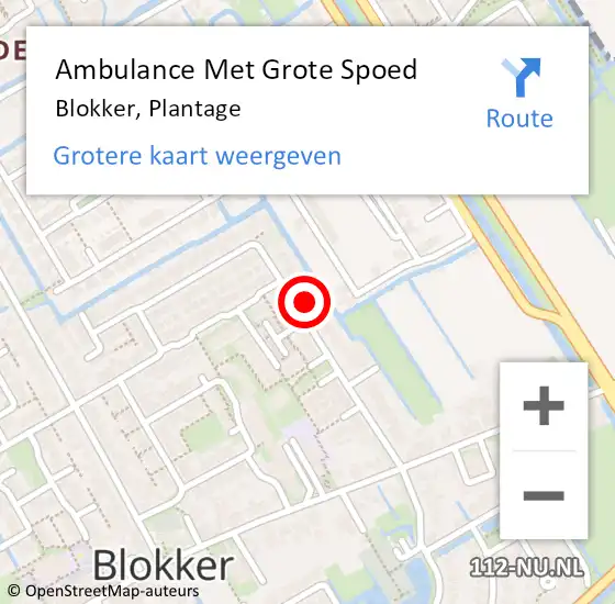 Locatie op kaart van de 112 melding: Ambulance Met Grote Spoed Naar Blokker, Plantage op 4 december 2023 10:46