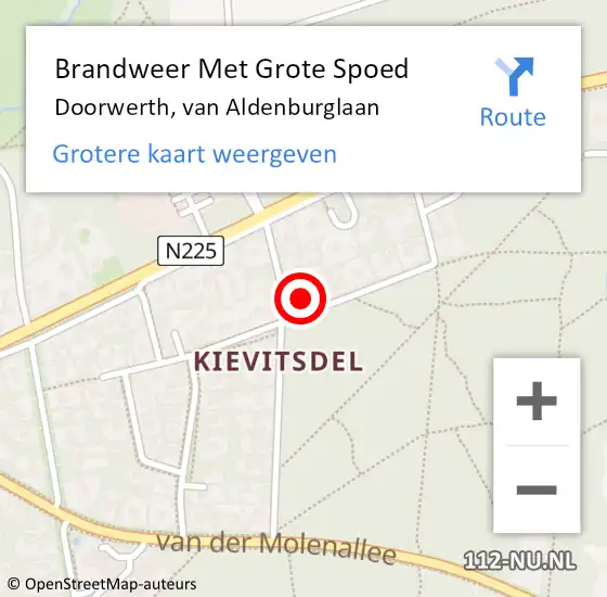 Locatie op kaart van de 112 melding: Brandweer Met Grote Spoed Naar Doorwerth, van Aldenburglaan op 4 december 2023 10:46