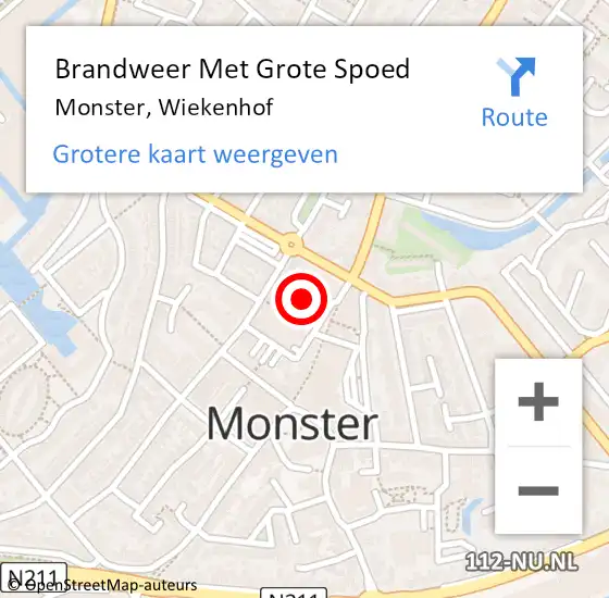 Locatie op kaart van de 112 melding: Brandweer Met Grote Spoed Naar Monster, Wiekenhof op 4 december 2023 10:50