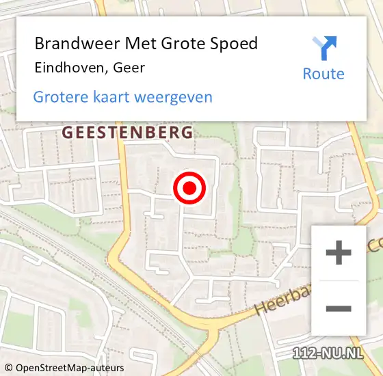 Locatie op kaart van de 112 melding: Brandweer Met Grote Spoed Naar Eindhoven, Geer op 4 december 2023 10:52