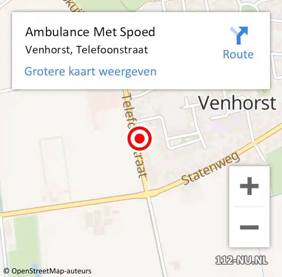 Locatie op kaart van de 112 melding: Ambulance Met Spoed Naar Venhorst, Telefoonstraat op 17 september 2014 12:09