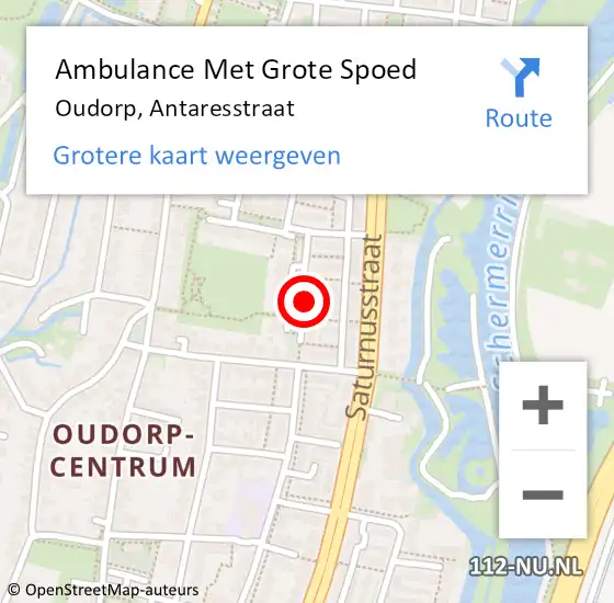 Locatie op kaart van de 112 melding: Ambulance Met Grote Spoed Naar Oudorp, Antaresstraat op 4 december 2023 11:01