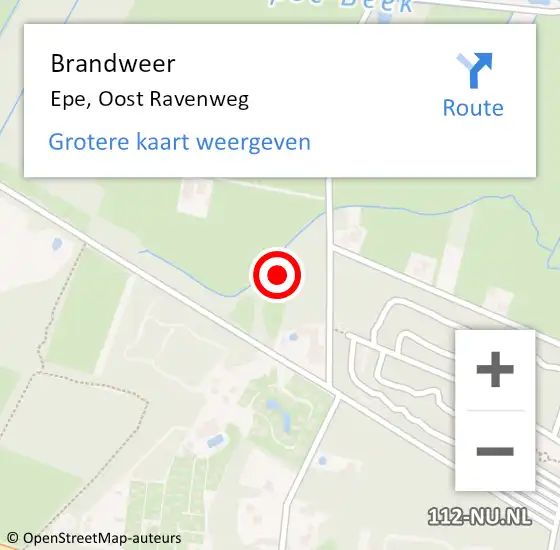 Locatie op kaart van de 112 melding: Brandweer Epe, Oost Ravenweg op 4 december 2023 11:01