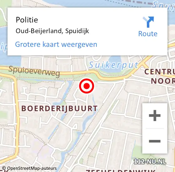 Locatie op kaart van de 112 melding: Politie Oud-Beijerland, Spuidijk op 4 december 2023 11:35