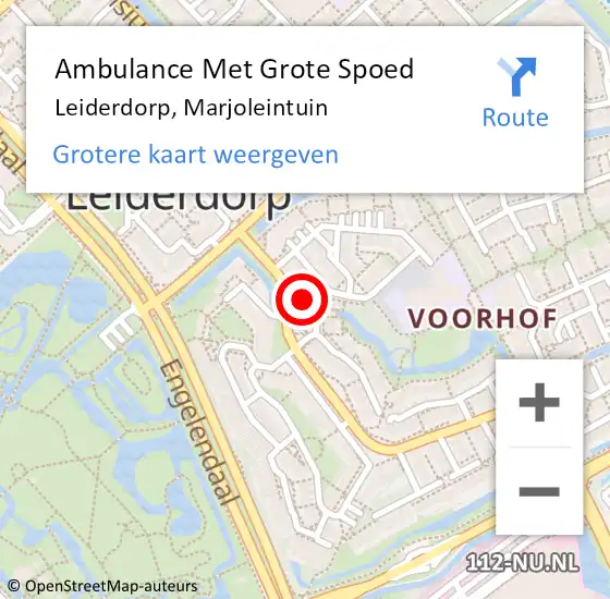 Locatie op kaart van de 112 melding: Ambulance Met Grote Spoed Naar Leiderdorp, Marjoleintuin op 4 december 2023 11:39